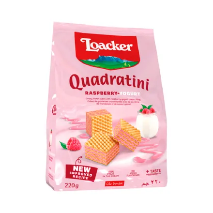 Galletita Wafer Loacker Quadratini Raspberry Yogurt 220 Gr