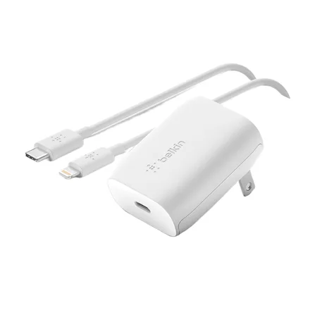 Carregador de Parede Belkin AC USB-C 20W + Cabo USB-C/Lightning Branco – WCA003DQ04WH