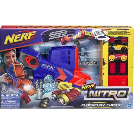 LANZADOR DE CARROS NERF NITRO FLASHFURY CHAOS C0788