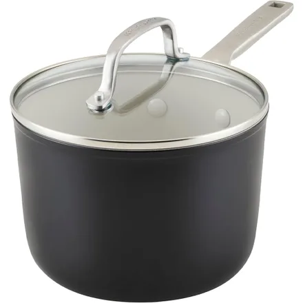Caçarola KitchenAid 84840 Antiaderente Cerâmica Tampa de Vidro 31CM Preto