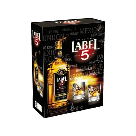 Whisky Label 5 8 Anos 1 Litro Con 2 Vasos