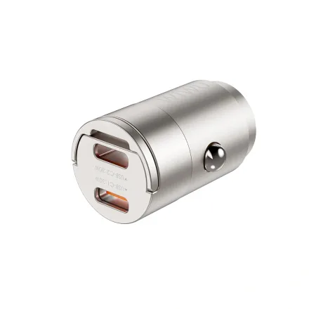 WIWU CARGADOR VEHICULAR NANO WI-QC029 USB-C/USB-C 30W TITANIUM