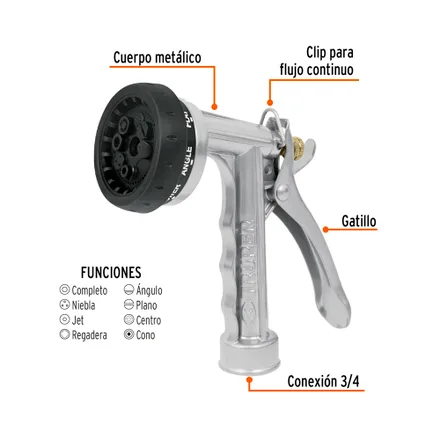 Regador Metal Truper 8 Funciones