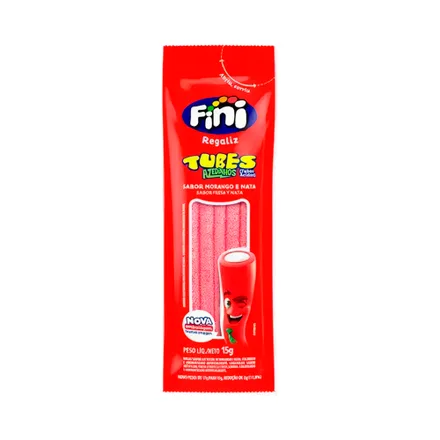 Gomitas Fini Regaliz Tubes Fresa Nata Acido 15 Gr