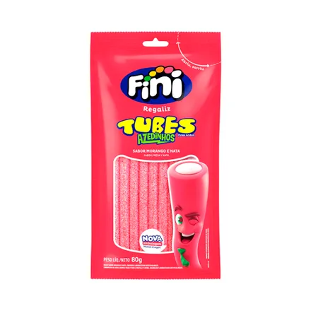 Gomitas Fini Regaliz Tubes Fresa Nata Acido 80 Gr