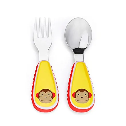 Kit De Utensilios Skip Hop Tenedor Y Cuchara Zoo Mono