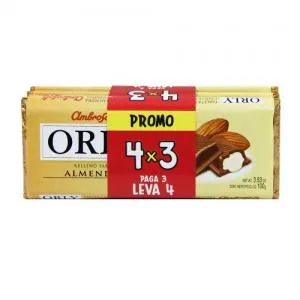 Barra Chocolate Orly Amendoas Pack Leve 4 Pague 3 100g