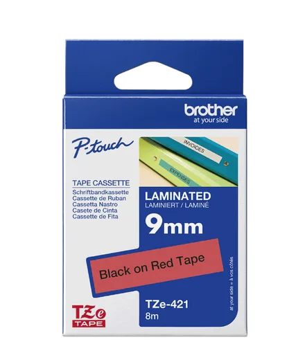 BROTHER CINTA ROTULADORA TZE421 9MM NEGRO/ROJO