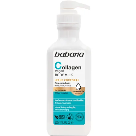 Leite Corporal Babaria Body Milk Colageno Vegano Pele Madura 500ml