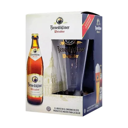 Cerveza Benediktiner Pack 3 Plus Vaso Weiss 500ml