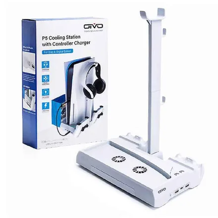 Stand PS5 Ventilador Carregador 2 Controles Porta Cd