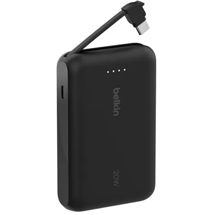 Carregador Portátil Belkin BoostCharge 10.000 mAh Cabo Integrado USB-C Preto – BPB021FQBK