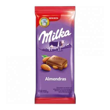 MILKA CHOCOLATE CON ALMENDRAS ENTERAS 155GR