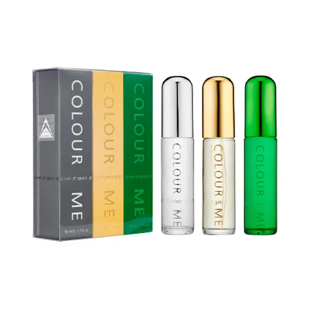Kit Perfume Colour Me Silver Gold Green Edp 3x50 Ml