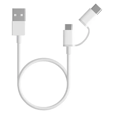 Cabo Xiaomi SJX01ZM USB-A para Micro USB/USB-C 30cm - Branco