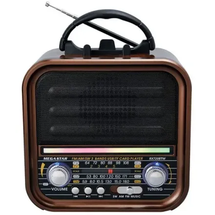 MEGASTAR RADIO PORTATIL RX720BTW 600W SD/USB/BLOETOOTH MARRON