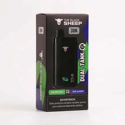 THE BLACK SHEEP VAPER DESECHABLE 30000PUFFS SOUR GREEN AP./GRAPE BLUEBERRY