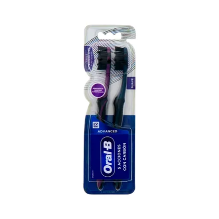 Cepillo Dental Oral Advanced 5 Acciones Con Carbon 2 Piezas