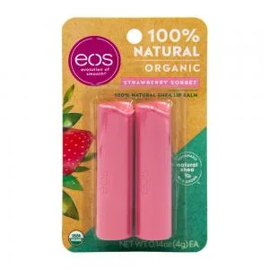 PROTETOR LABIAL EOS STICK STRAWBERRY SORBET COM DOS UNIDADES