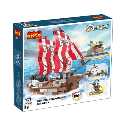 Juguete Construccion Cogo Creative Player 3071 Pirate Treasure Island 3 En 1 260 Piezas