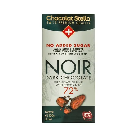 Chocolate Stella Added Sugar Noir 72 100 Gr