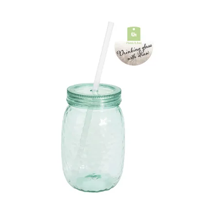 Vaso Plastico Con Pajita Kpm Verde 75ml
