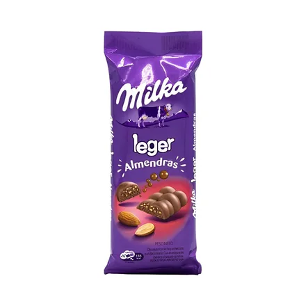 MILKA CHOCOLATE LEGER CON ALMENDRAS 110GR