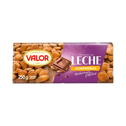 Chocolate Valor Leche Almendras 250 Gr