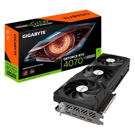Placa de Vídeo Gigabyte Windforce Max OC NVIDIA GeForce RTX 4070Ti Super 16GB GDDR6X - GV-N407TSWF3MAX