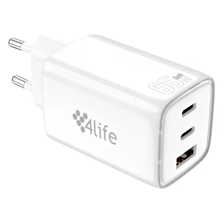 Carregador para Tomada 4Life FL9565CCAW USB-C 65W Bivolt - Branco