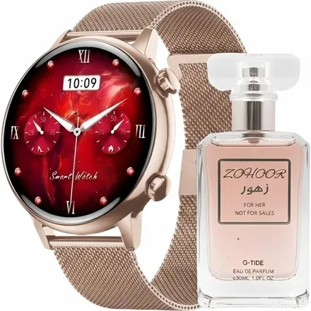 SMARTWATCH GTIDE ROMANCE GOLD + PERFUME ZOHOOR