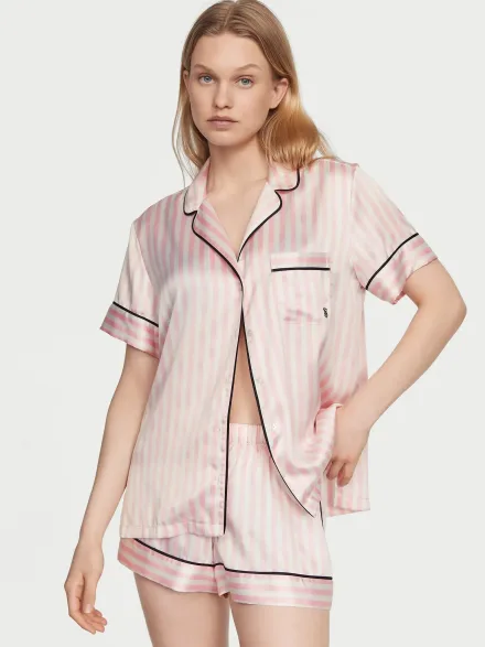 VICTORIA'S SECRET PIJAMA C/SHORT ROSA C/RAYAS ROJO #36013707 (T) M