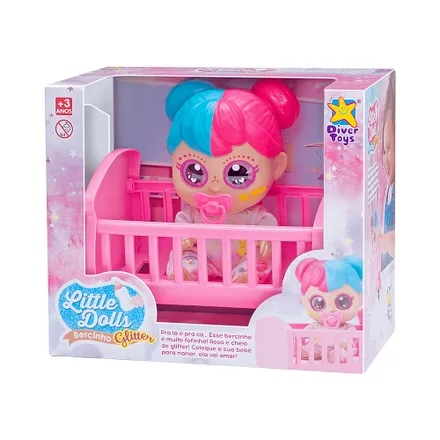 Muneca Divertoys Little Dolls Glitter Cuna 8229