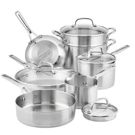 Jogo Panelas Kitchenaid Inducao Base 3 Camadas Aco Inoxidavel 11