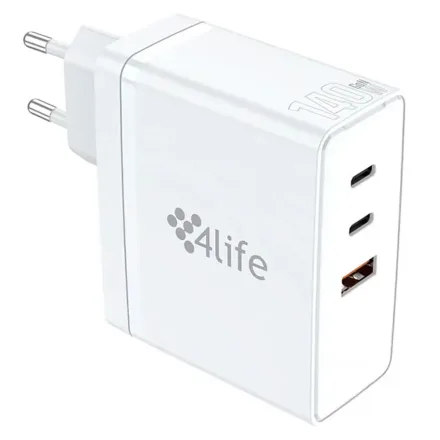 Carregador 4Life FL75140CCAGW 140W USB-A/USB-C - Branco
