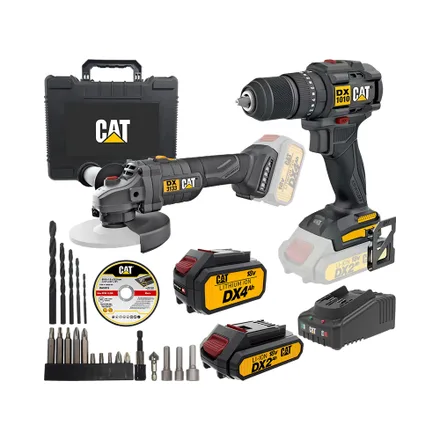 Kit Taladro De Impacto + Amoladora Angular Caterpillar Dxk203