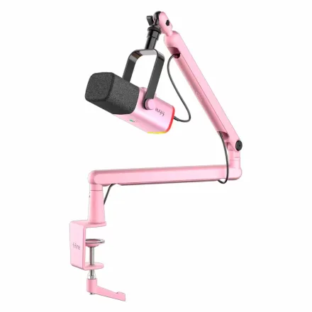 Kit Microfone Dinâmico Fifine TAM8P 16KHz RGB - Rosa