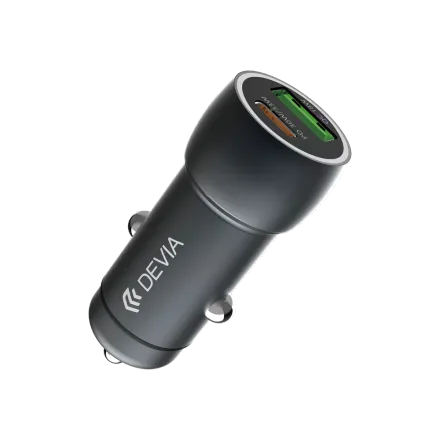 DEVIA CARGADOR VEHICULAR 30W USB-C & QUALCOMM 3.0 GRIS