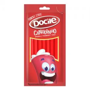 Bala Gelatina Docile Canudinho Morango 70g