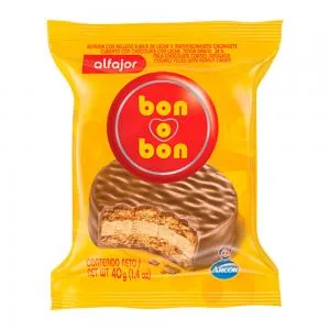 Alfajor Arcor Bon Recheio Amendoim Cobertura Chocolate Ao Leite 40g