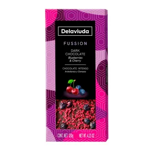 Barra Chocolate Delaviuda Fussion Amargo Mirtilo Cereja 120g