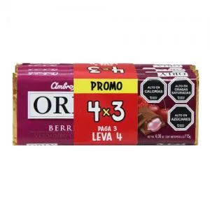 Barra Chocolate Orly Frutas Vermelhas Pack Leve 4 Pague 3 100g