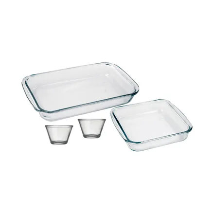 Set Asaderas Vidrio Marinex 4 Piezas