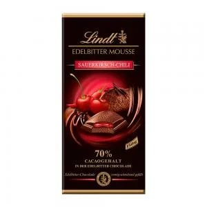 Barra Chocolate Lindt Amargo 70 Mousse Cereja Chili 150g