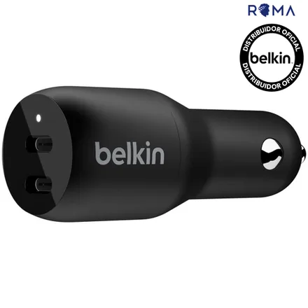 Carregador Veicular Duplo Belkin CCB002BTBK 36W USB-C 18W+ USB-C 18W – Preto