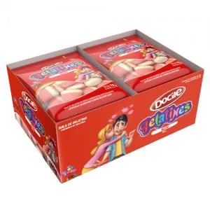 BALA DE GELATINA DOCILE BEIJO MORANGO 12X15G