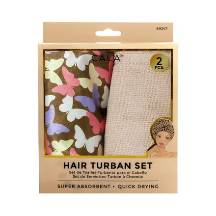 Set Cala Shower Cap Hair Turban Butterflies 2 Piezas