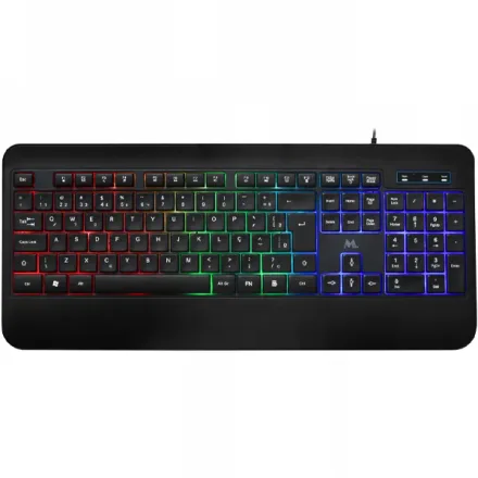 Teclado Mtek KB-7701LR Português USB com Backlight Rainbow - Preto