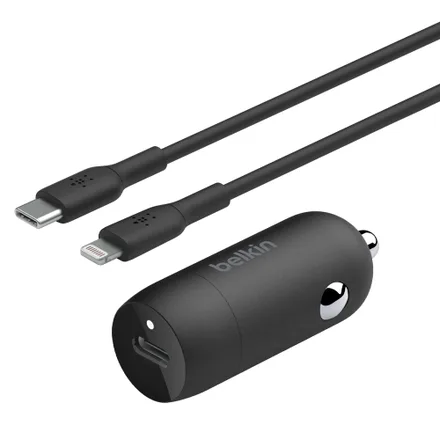 Carregador Veicular Belkin CCA003BT04BK 20W USB-C 10W + Cabo USB-C/Lighting – Preto