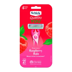 Barbear Schick Quattro Descartavel 4 Laminas Feminino Perfumado Raspberry X2